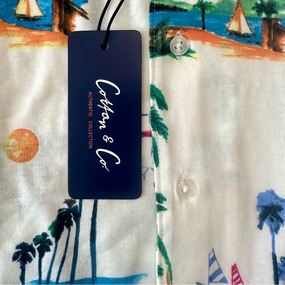 COTTON AND CO TROPICAL RELAXED BEACH SHIRT ISLAND FIT BUTTON UP - Picture 8 of 8